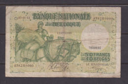 BELGIUM - 1942 50 Francs Circulated Banknote As Scans - 50 Francs-10 Belgas