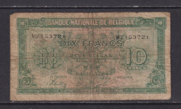 BELGIUM - 1943 10 Francs Circulated Banknote - 10 Francos-2 Belgas