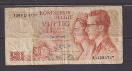 BELGIUM - 1966 50 Francs Circulated Banknote As Scans - Autres & Non Classés