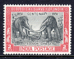 INDIA - 1951 GEOLOGICAL SURVEY ANNIVERSARY STEGODON STAMP FINE MOUNTED MINT MM * SG 334 - Nuovi
