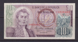 COLOMBIA - 1964 10 Pesos Circulated Banknote As Scans - Colombia