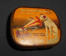 Ancienne Boite Métalique His Master Voice Gramophone Needles La Voix De Son Maître Vintage Aiguilles - Boxes