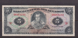 ECUADOR - 1966 5 Sucres Circulated Banknote - Equateur
