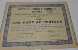 Moteur Hydro-Thermique Steven - Force Motrice -  Une Part Au Porteur - Bruxelles 25 Mars 1935. - Industrial