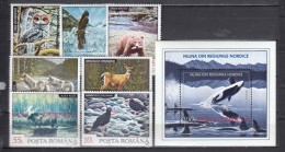 Romania 1992 - Animals Of The Nordic Region, Mi-Nr. 4836/42+Bl. 278, MNH** - Neufs