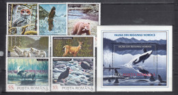 Romania 1992 - Animals Of The Nordic Region, Mi-Nr. 4836/42+Bl. 278, MNH** - Ongebruikt