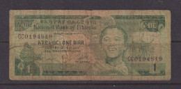 ETHIOPIA - 1976 1 Birr Circulated Banknote As Scans - Etiopia