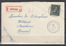 Aangetekende Brief Van Deftinge (sterstempel) Naar Brussel - 1946 -10%