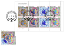 NIGER 2023 - FDC M/S 8V - COVID-19 PANDEMIC VARIANTS OF SARS - JOINT ISSUE - Emissions Communes