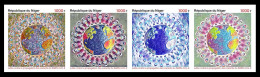 NIGER 2023 - IMPERF STRIP 4V - COVID-19 PANDEMIC VARIANTS OF SARS - JOINT ISSUE - MNH - Joint Issues