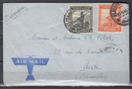 Air Mail Van Elisabathville Naar Uccle (Bruxelles) - Storia Postale