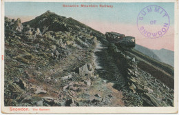 GB VILLAGE POSTMARKS CDS LLANBERIS (Caernarvonshire) 21mm + SUMMIT OF SNOWDON Cachet On Creased Pc Snowdon Mountain Rail - Briefe U. Dokumente