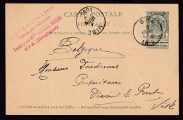 DDFF 441 - Entier Armoiries SPA 1899 Vers VISE - Cachet Privé Ligue D'Echange Timbres Pour Collections - Cartoline 1871-1909