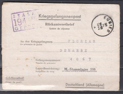 Kriegsgefangenenpost Van Eugies Naar Deutschland M Stammlager 398 Stalag 194 Gepruft - Storia Postale