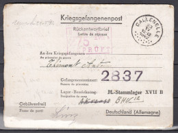 Kriegsgefangenenpost Van Callenelle Naar Deutschland M Stammlager XVII B Stalag 275 Gepruft - Lettres & Documents