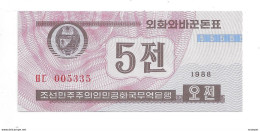 *north Korea 5 Chon 1988  24  Unc - Corée Du Nord