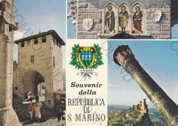 CARTOLINA  REPUBBLICA DI S.MARINO-SOUVENIR-LA PORTA DEL PAESE-PANORAMA-BOLLO STACCATO-VIAGGIATA 1976 - Saint-Marin