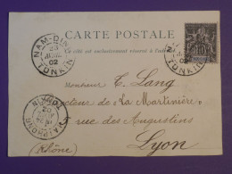 DG1  INDOCHINE BELLE CARTE RARE  1902  PETIT BUREAU NAM DIN A LYON FRANCE  +HANOI  + +AFF. INTERESSANT+++ - Covers & Documents