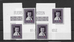 Liechtenstein 1955 Erbprinz Mi.Nr. 338 4 Eckmarken ** - Ungebraucht