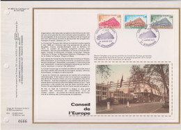 Conseil De L'Europe Encart Numéroté 1er Jour Strasbourg 22.01.1977 N°S52 S53 S54 Catalogue CEF 389S Le Bâtiment - Storia Postale