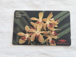 SINGAPORE-(11SIGB-d)-Vandaenopsis Twinkle-(154)(11SIGB-160937)($10)(1/1/1991)-used Card+1card Prepiad Free - Singapore