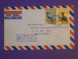 DG1 MALAYSIE  BELLE LETTRE RECO   1965  MUKHA  SARAWAK A JOHORE BAHRU  +AFF. INTERESSANT++ +++ - Malaysia (1964-...)