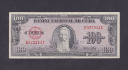 CUBA 100 PESOS 1954 BC/ VF - Cuba