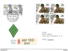 208 - 31 - Enveloppe Recommandée "Poste De Campagne FP 132" 1990 - Cartas & Documentos