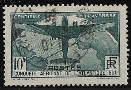 FRANCE N°321 - 10frs Vert "Traversée De L'Atlantique" - Oblitéré - TTB - - Used Stamps