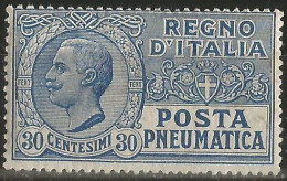 Italy Kingdom 1923 Pneumatic Express Mail #PN3 C.30 Blue MNH** - Lotti E Collezioni