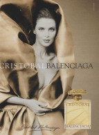 Publicité Papier - Advertising Paper - Cristobal De Balenciaga - Advertisings (gazettes)