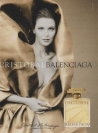 Publicité Papier - Advertising Paper - Cristobal De Balenciaga - Publicités Parfum (journaux)