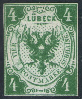 Lübeck Nr. 5 - 4 Shilling Grün - Ungebraucht O. G. - Tadellos - Pracht - Luebeck