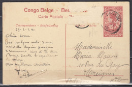 Postkaart Van Lika Naar Treignes (Belgie) Congo Belge Buli Le Lualaba - Cartas & Documentos