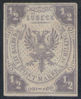 Lübeck Nr. 6 - 1/2 Shilling Rötlichgrau - Ungebraucht O. G. - Pracht - Geprüft BPP - Luebeck