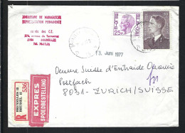 BELGIQUE  Ca.1977:  LSC Rec. Par Exprès De BRUXELLES Pour ZURICH (Suisse) - Storia Postale