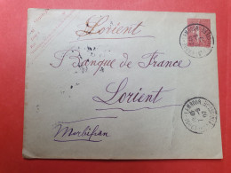 Entier Postal Semeuse De Pont L'Abbé Lambour Pour Lorient En 1907 - Ref  2971 - Enveloppes Types Et TSC (avant 1995)