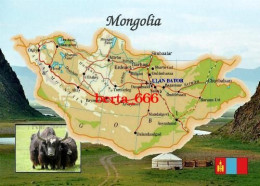 Mongolia Country Map New Postcard * Carte Geographique * Landkarte - Mongolia