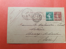 Entier Postal Semeuse + Complément Semeuse De Paris Pour Bourg Achard En 1926 - Ref  2984 - Cartes Postales Types Et TSC (avant 1995)