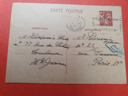 Entier Postal Iris De Toulouse Pour Paris En 1941 - Ref  2992 - Standard- Und TSC-AK (vor 1995)