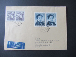 Österreich 1962 Freimarken Bauwerke Und Mi.Nr.1110 (2) MiF Flugpost Air Mail Wien - Hamburg BRD - Storia Postale