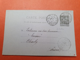 Entier Postal Sage De Paris Pour Charly En 1890 - Ref  3002 - Postales Tipos Y (antes De 1995)