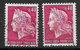 France Oblitéré De 1967 à 1969  N° 1536B  -  0,40 C Rouge Carminé  - Un Décalé à Droite Et Un Décalé à Gauche - 1967-1970 Marianne Of Cheffer