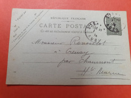 Entier Postal Semeuse Pour Crenay Par Chaumont En 1918 - Ref  3007 - Standaardpostkaarten En TSC (Voor 1995)