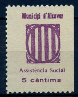 EMISIONES LOCALES GUERRA CIVIL , FES. 2 ** , ALCOVER ( TARRAGONA ) , ASISTENCIA SOCIAL - Spanish Civil War Labels