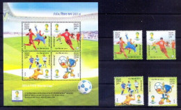 INDIA 2014 FIFA WORLD CUP, BRAZIL 4v MINIATURE SHEET MS + 4v SET MNH (Soccer, Sports, Football) As Per Scan - Summer 2014 : Nanjing (Youth Olympic Games)