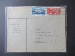 Schweiz 1939 Zürich Schweiz. Landesausstellung Umschlag Cottagon AG Zürich Claridenstr.26 Nach Prag CSR - Storia Postale