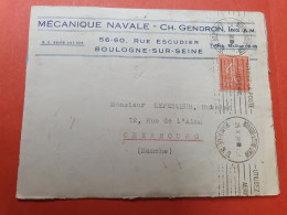 Enveloppe Commerciale De Boulogne Sur Seine Pour Cherbourg En 1930  - Ref  3027 - 1921-1960: Periodo Moderno