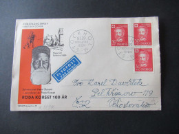 Schweden 1959 FDC / Sonderbeleg Henry Dunant / Rotes Kreuz / Croix Rouge In Die CSR Gesendet - Cartas & Documentos