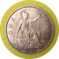 Monnaie Royaume Uni - 1927 - 1 Penny George V 2e Effigie, Grande Tête - D. 1 Penny